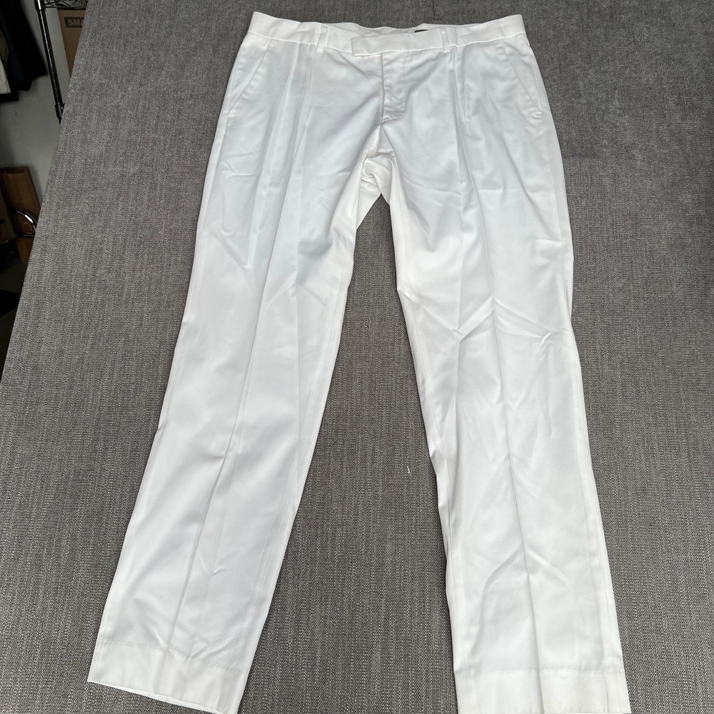 H&M Dress Pants Mens 38R White Flat Front Slim Fit Formal Oxford Business Wear